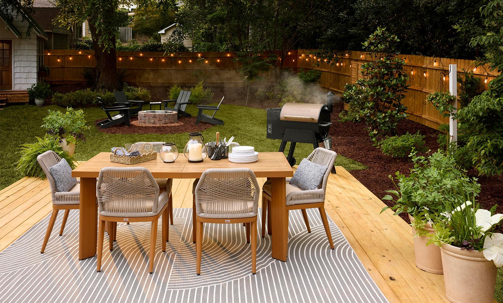 Back deck with products from The home depot